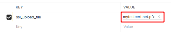 Key SSL upload file, Value.