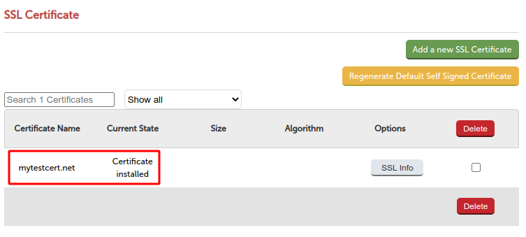 SSL certificate installed