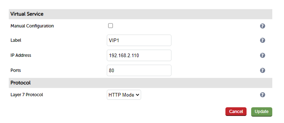 Virtual service. Protocol. Update.